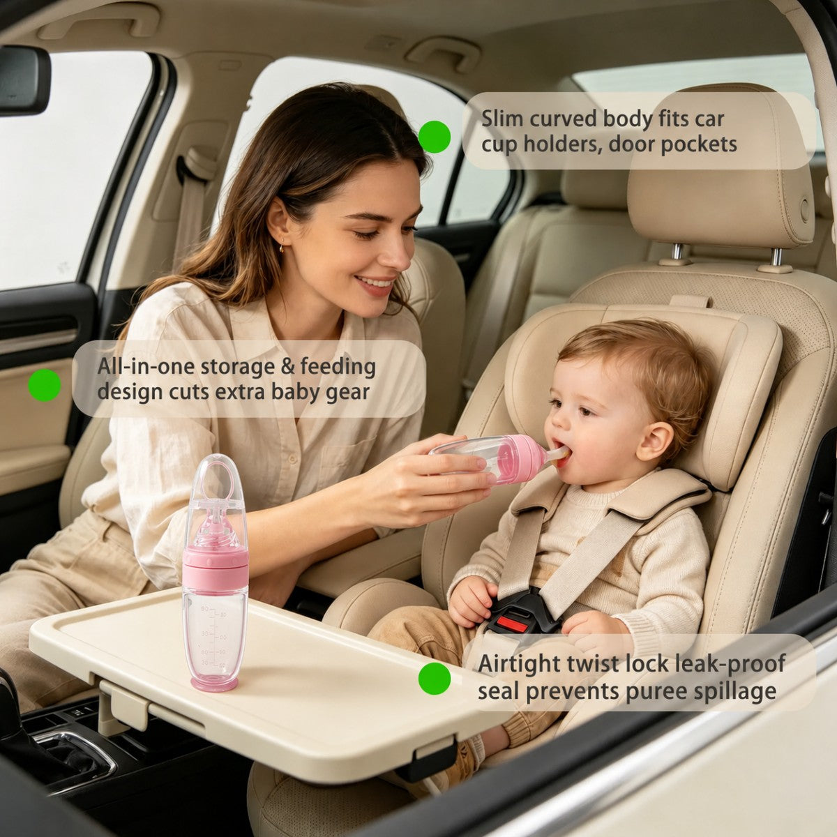 Portable baby food feeder used during travel