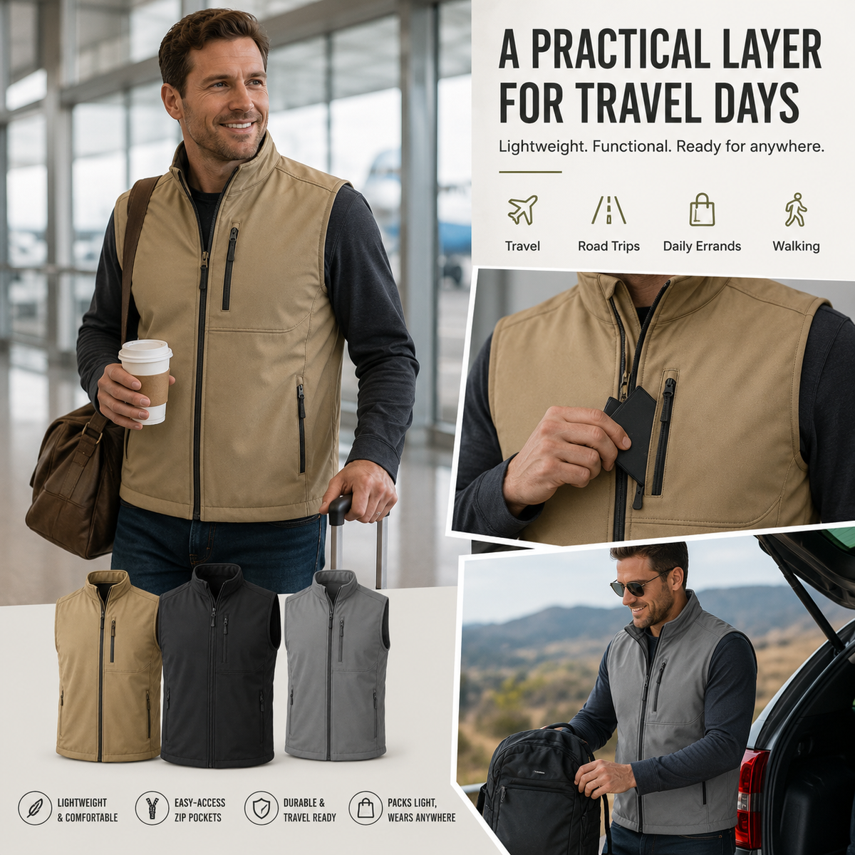 Men’s Everyday Concealment Vest –  Inner Storage