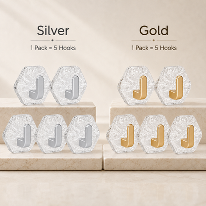 🔥 Crystal Clear Heavy Duty Adhesive Wall Hooks 💎 | Damage-Free Waterproof & Oilproof Hanging Utility Hook ✨