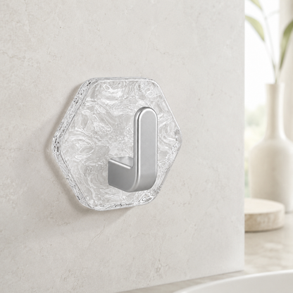 🔥 Crystal Clear Heavy Duty Adhesive Wall Hooks 💎 | Damage-Free Waterproof & Oilproof Hanging Utility Hook ✨