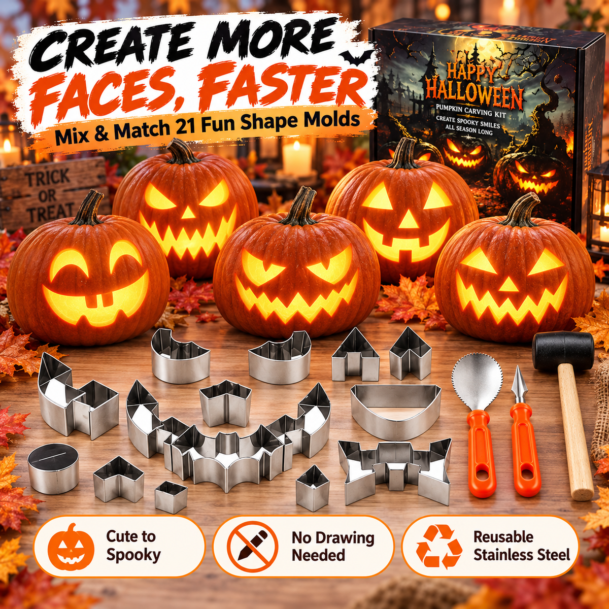🎃Halloween Pumpkin Carving Kit – Family DIY Set