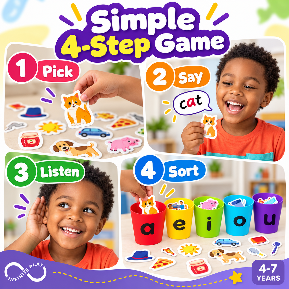 📚 Turn Vowel Sounds Into Play — 100+ Piece Phonics Sorting Toy for Kids Ages 4–7 ✨