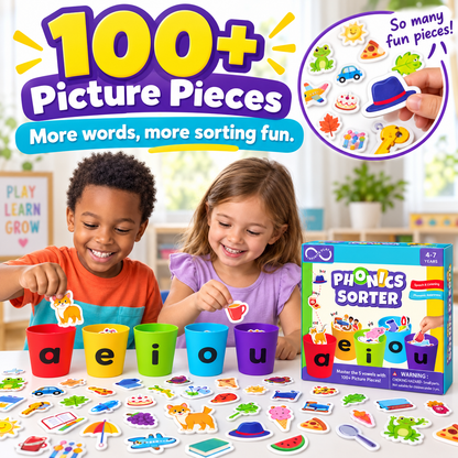 📚 Turn Vowel Sounds Into Play — 100+ Piece Phonics Sorting Toy for Kids Ages 4–7 ✨
