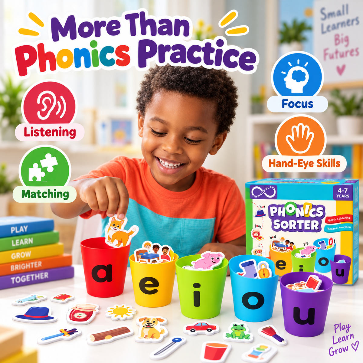 📚 Turn Vowel Sounds Into Play — 100+ Piece Phonics Sorting Toy for Kids Ages 4–7 ✨