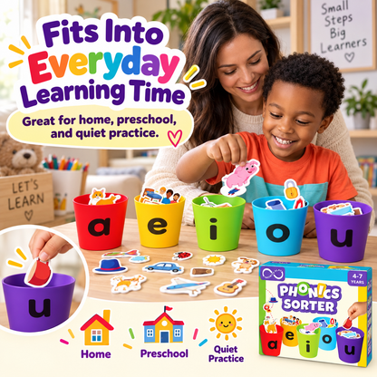 📚 Turn Vowel Sounds Into Play — 100+ Piece Phonics Sorting Toy for Kids Ages 4–7 ✨