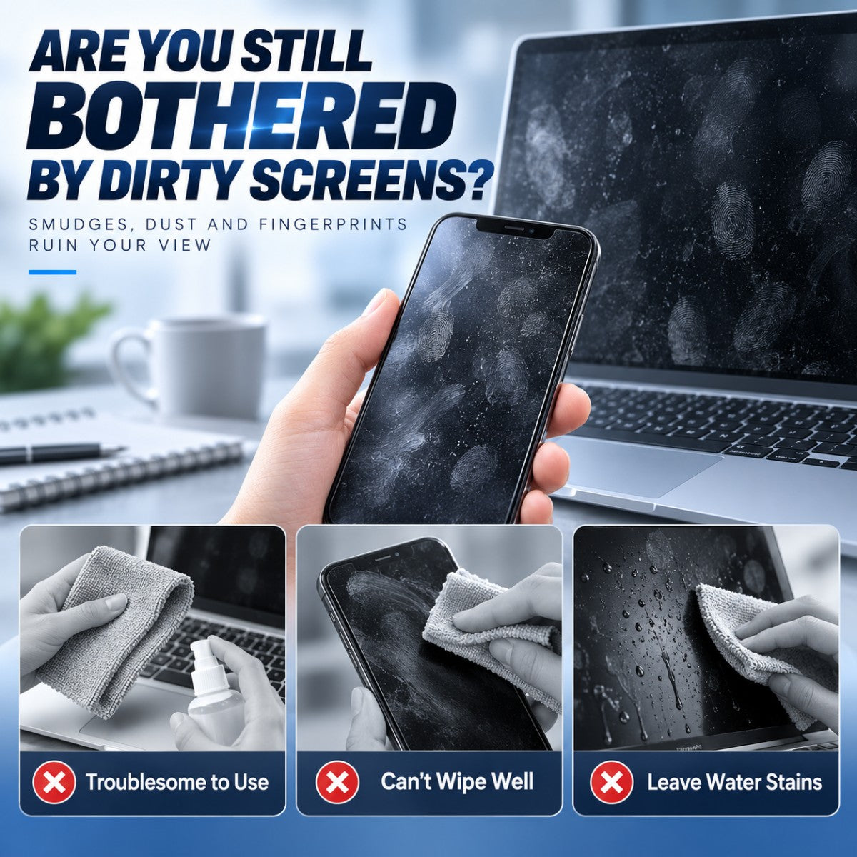 ✨2-in-1 Portable Screen Cleaner Spray & Microfiber Wipe