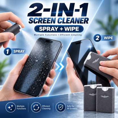 ✨2-in-1 Portable Screen Cleaner Spray & Microfiber Wipe