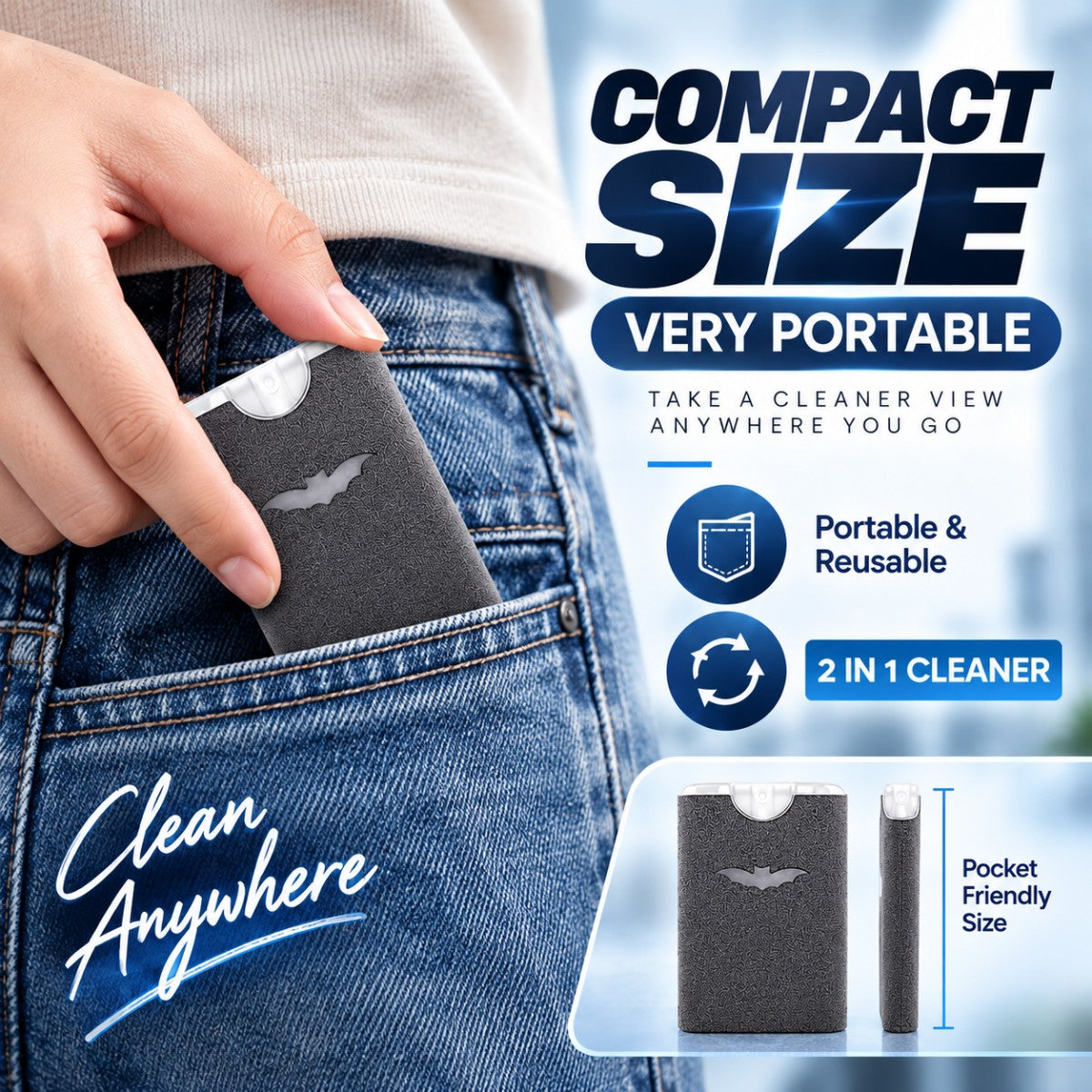 ✨2-in-1 Portable Screen Cleaner Spray & Microfiber Wipe