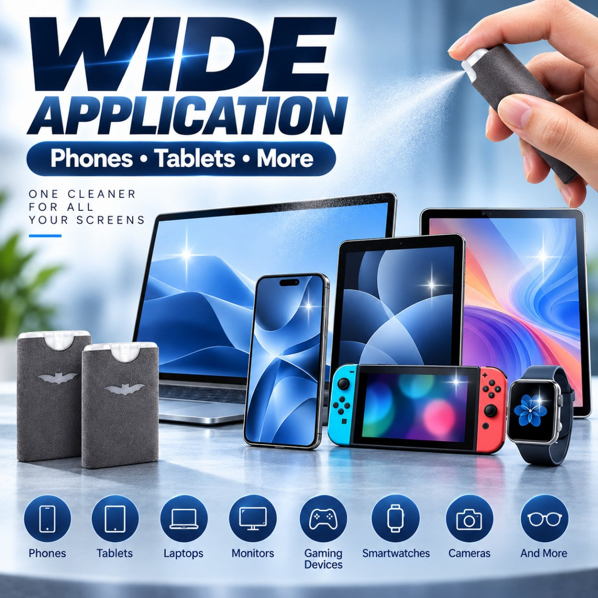 ✨2-in-1 Portable Screen Cleaner Spray & Microfiber Wipe