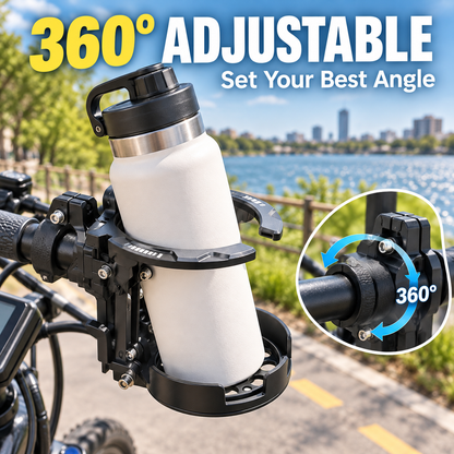 🚲🥤 360° Rotating Foldable Cup Holder – Secure Your Drink, Save Handlebar Space! 🔄✨