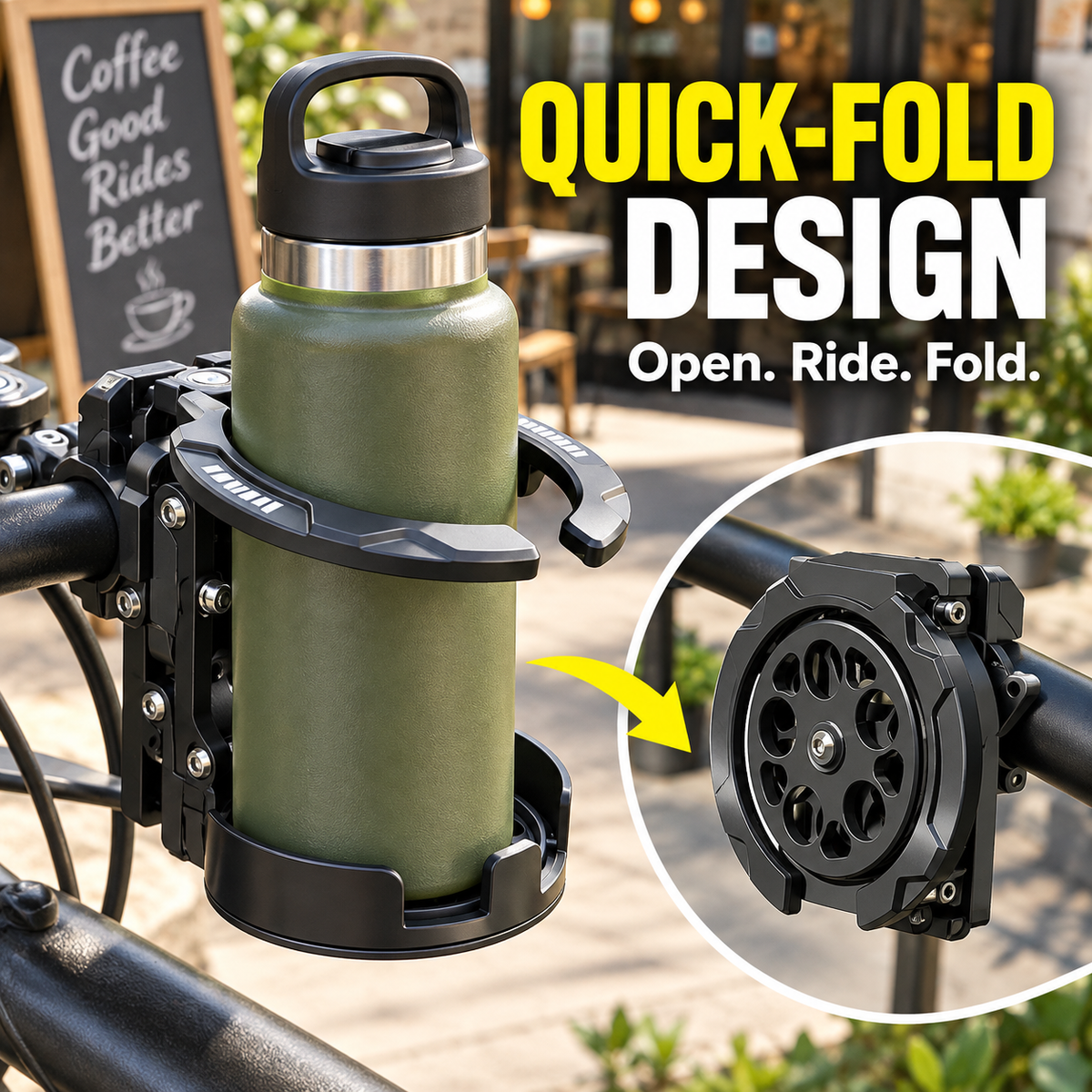 🚲🥤 360° Rotating Foldable Cup Holder – Secure Your Drink, Save Handlebar Space! 🔄✨