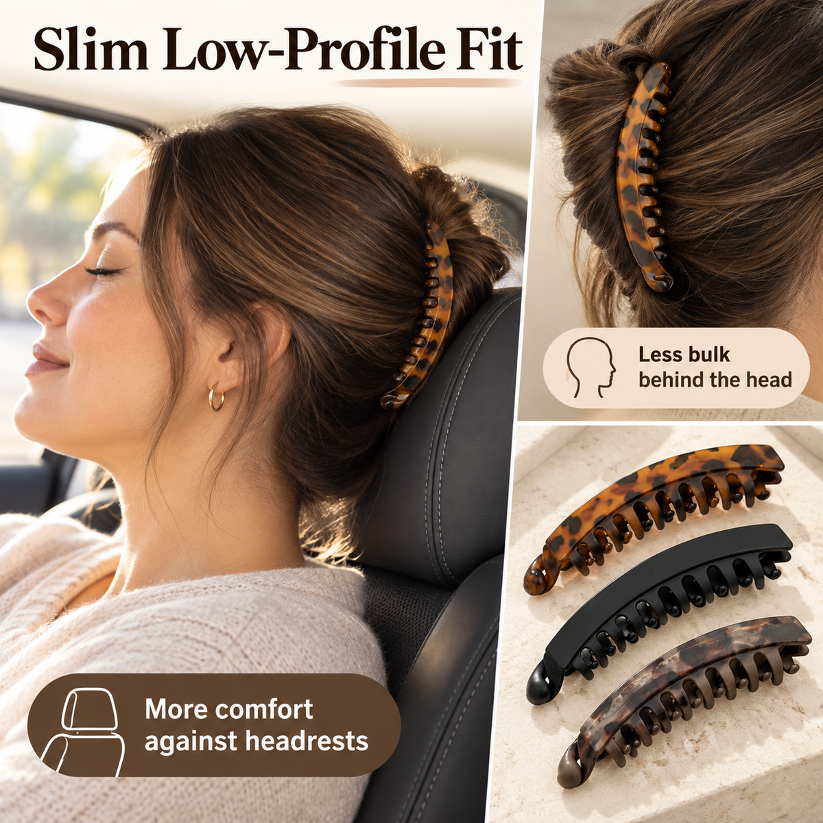 💇‍♀️ Get Fuller, Bouncier Hair Instantly! ✨ 3-Piece Effortless Banana Clip Collection 💕