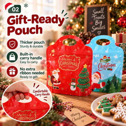 🎅🍬 Christmas Treat Bags - Resealable Holiday Candy Bags with Handle
