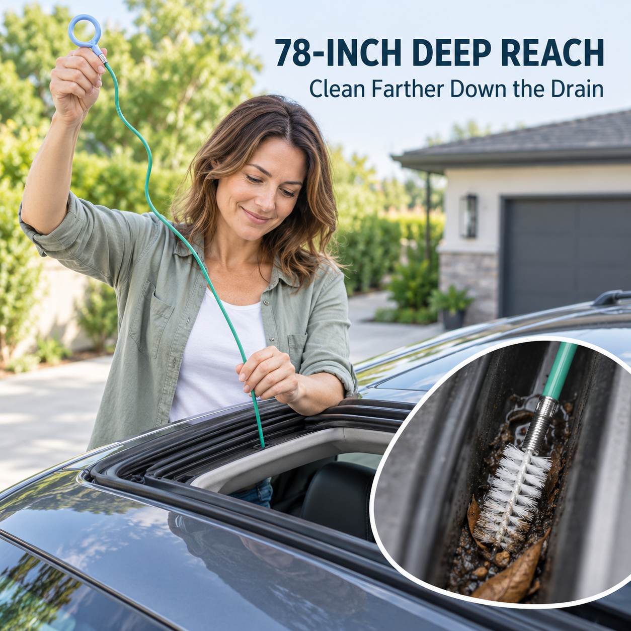 🚗 78-Inch Car Sunroof Drain Pipe Unclogger – Flexible Long Brush to Prevent Water Damage ⚡