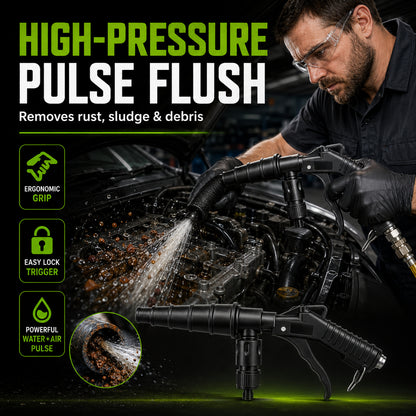 🚀 Blast Out Rust & Sludge Instantly! — High-Pressure Pulse Flush Gun Kit for Radiator Cleaning 🚗💨