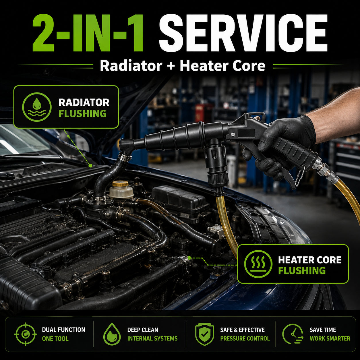 🚀 Blast Out Rust & Sludge Instantly! — High-Pressure Pulse Flush Gun Kit for Radiator Cleaning 🚗💨