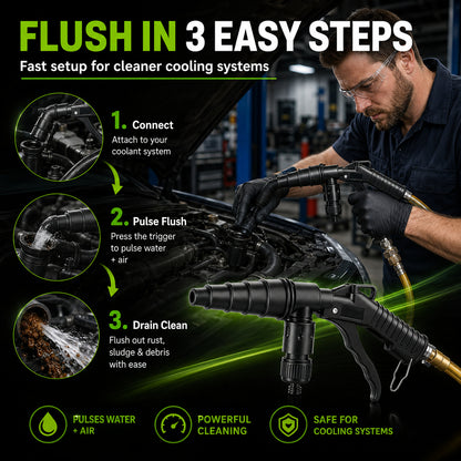🚀 Blast Out Rust & Sludge Instantly! — High-Pressure Pulse Flush Gun Kit for Radiator Cleaning 🚗💨