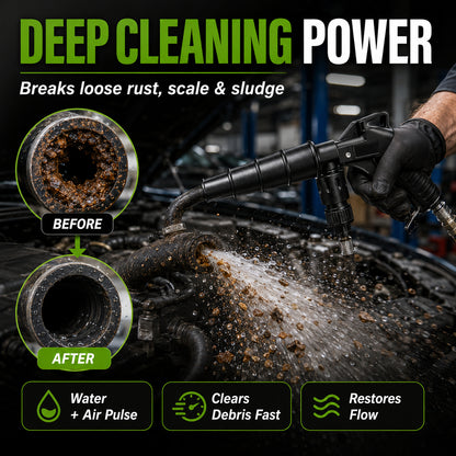 🚀 Blast Out Rust & Sludge Instantly! — High-Pressure Pulse Flush Gun Kit for Radiator Cleaning 🚗💨