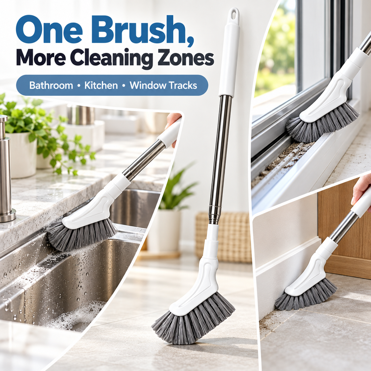 🧹 Telescopic Crevice Cleaning Brush – Long Handle Gap & Corner Scrubber