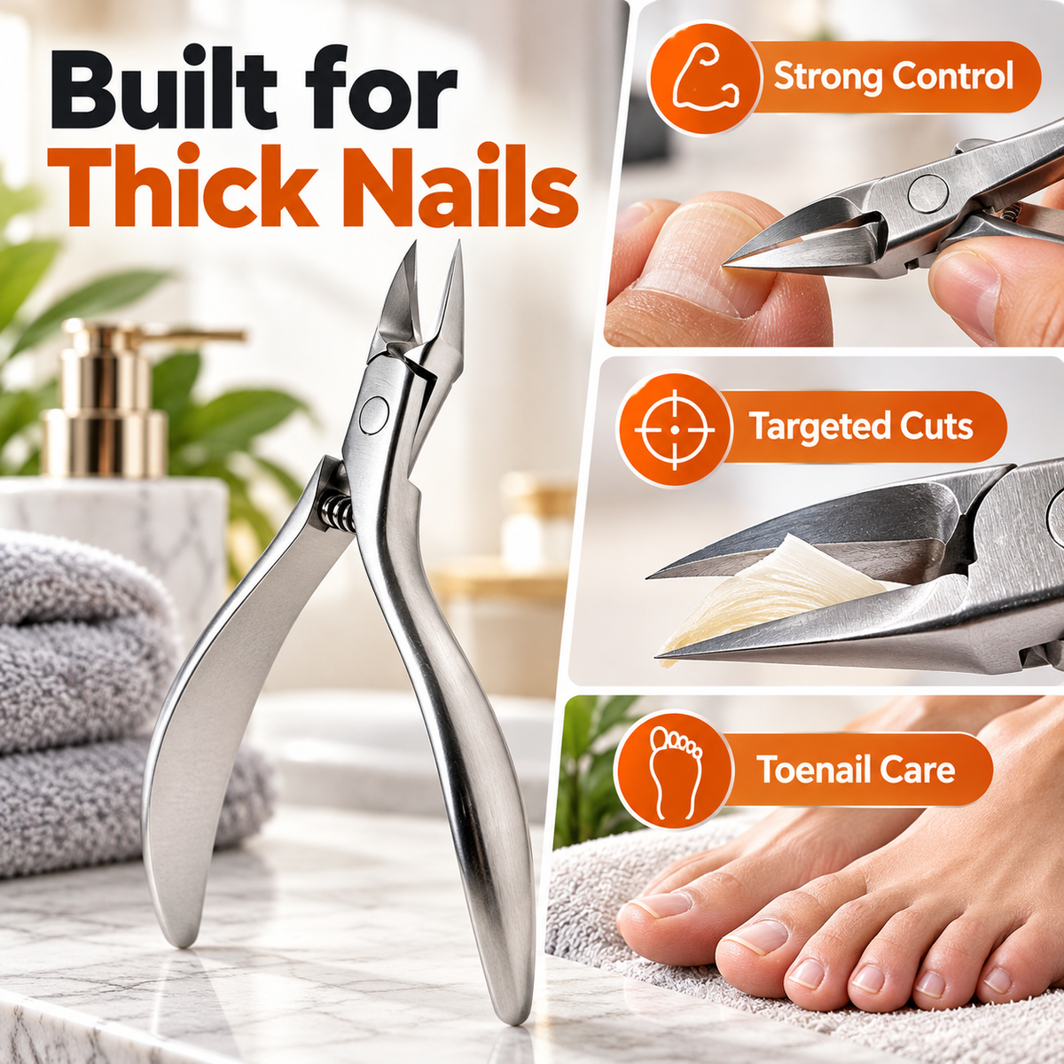✂️ Stainless Steel Precision Toenail Clipper Set – Thick Nail & Edge Grooming Kit