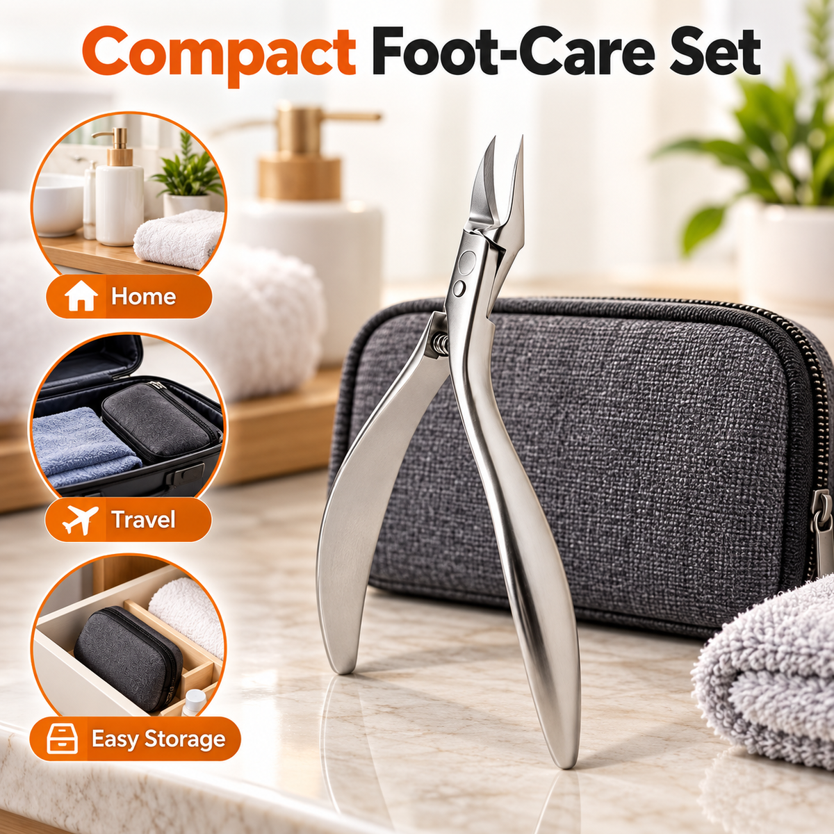 ✂️ Stainless Steel Precision Toenail Clipper Set – Thick Nail & Edge Grooming Kit