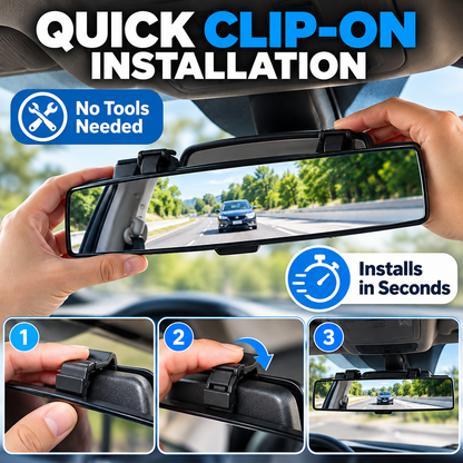 🚗 HD Convex Panoramic Rearview Mirror – 12" Wide-Angle Clip-On Car Mirror