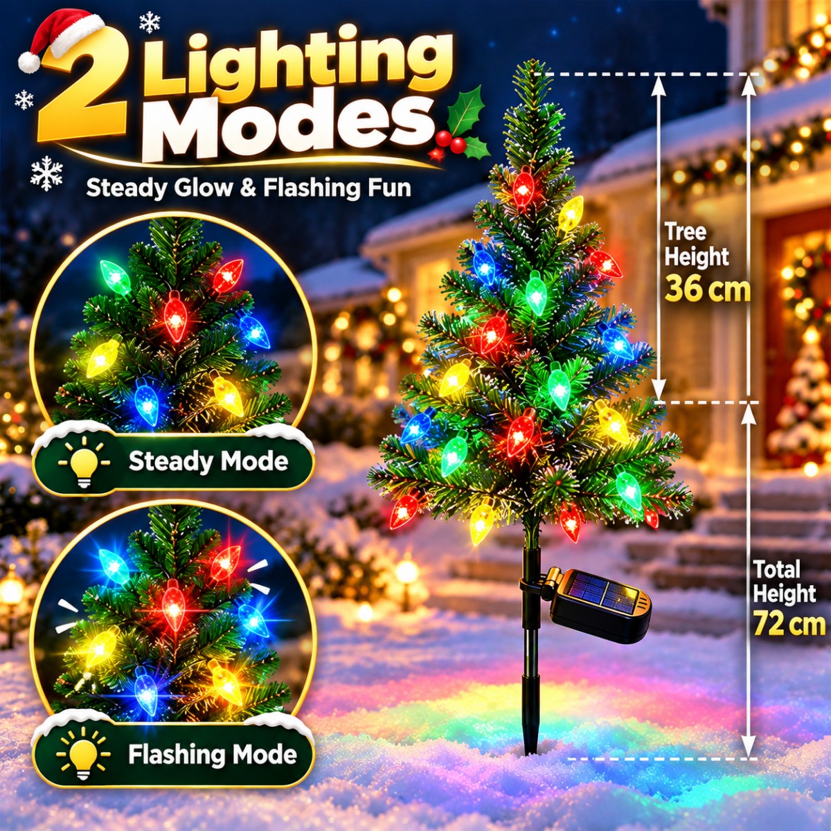 🎄 Solar Christmas Tree Lights – Waterproof Multicolor Outdoor Yard Decorations (BUY 2 GET FREE SHIPPING)