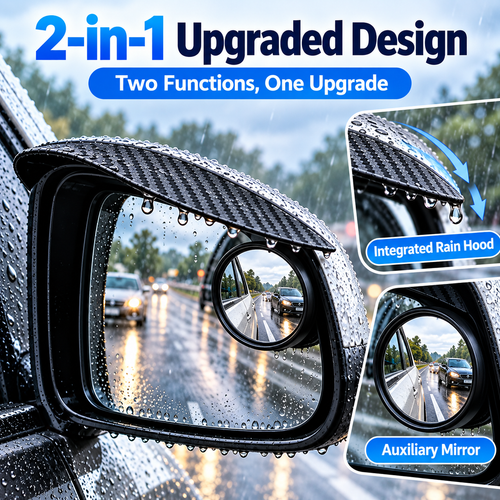 2-Pack 360° Adjustable Blind Spot Mirrors with Rain Guards