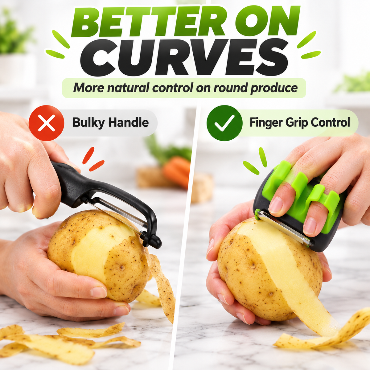 🥔2-Piece Handheld Vegetable Peeler Set – Features Rubber Finger Grips for Comfortable Handling