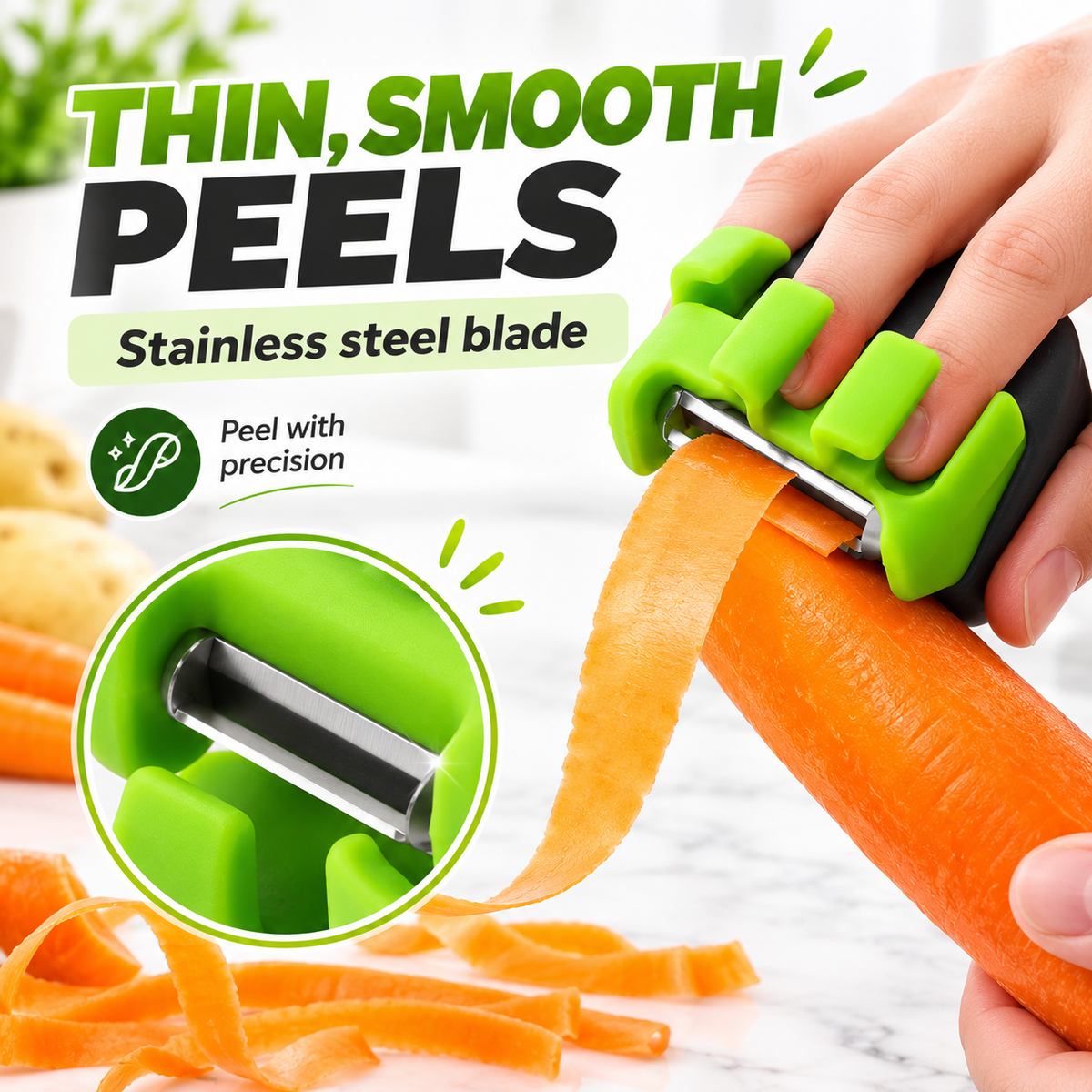 🥔2-Piece Handheld Vegetable Peeler Set – Features Rubber Finger Grips for Comfortable Handling