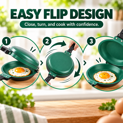 🍳Double-Sided Non-Stick Frying Pan – Stainless Steel Cookware with Handle, Suitable for Induction Cooktops