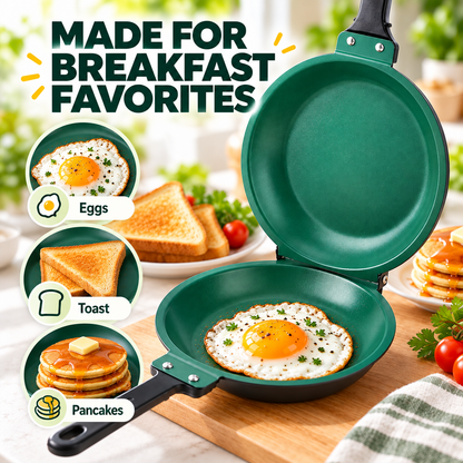 🍳Double-Sided Non-Stick Frying Pan – Stainless Steel Cookware with Handle, Suitable for Induction Cooktops