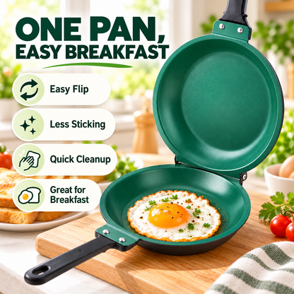 🍳Double-Sided Non-Stick Frying Pan – Stainless Steel Cookware with Handle, Suitable for Induction Cooktops