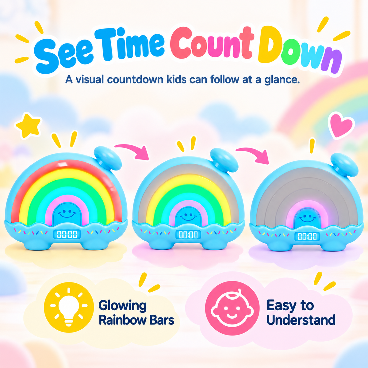 ⏰Educational Math Toy for Kids – BPA-Free Silent Countdown Clock