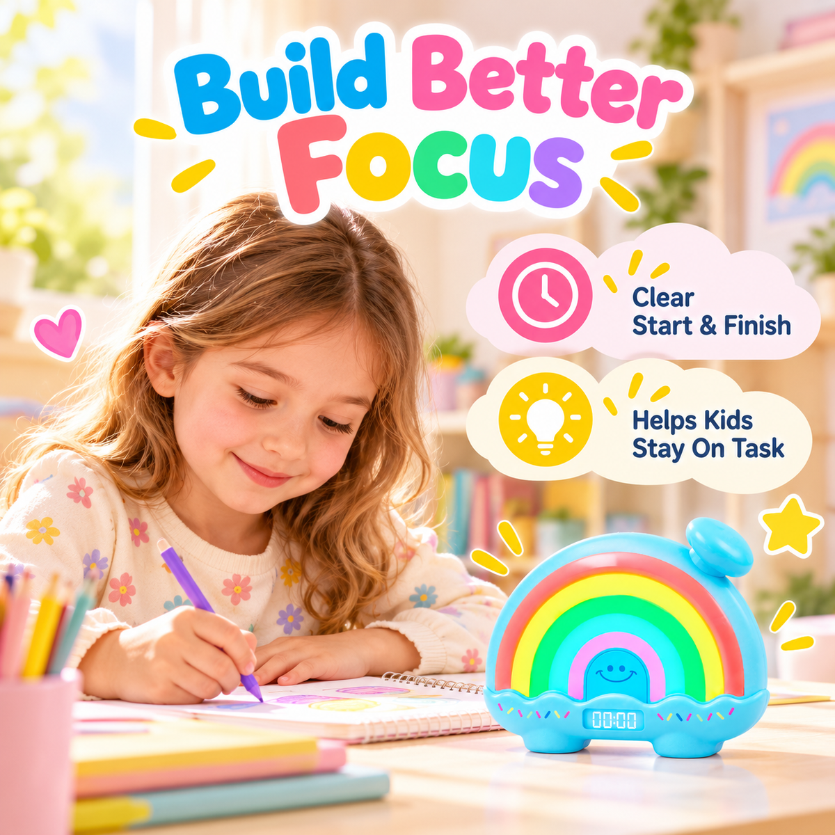 ⏰Educational Math Toy for Kids – BPA-Free Silent Countdown Clock
