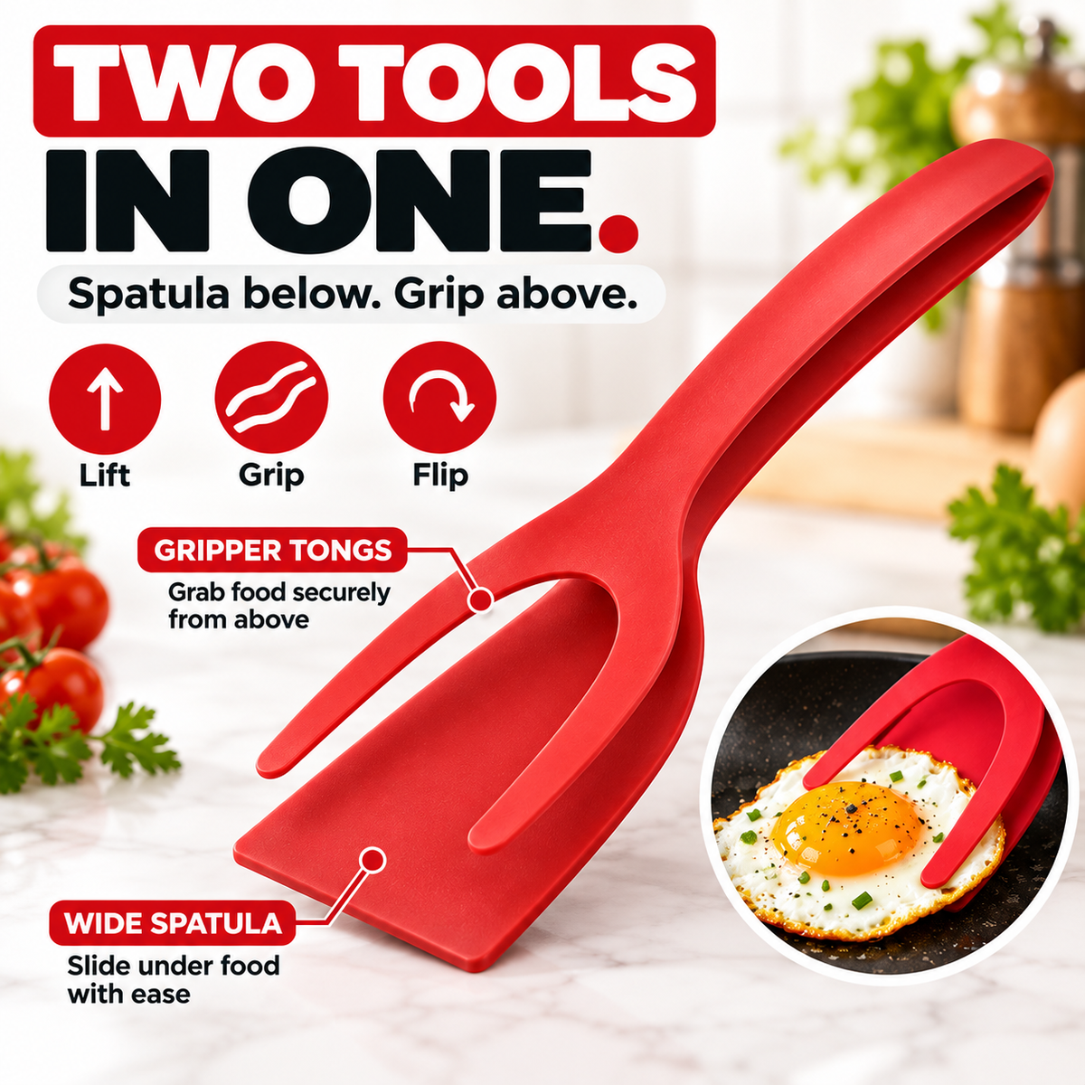 🍳2-in-1 Multifunctional Spatula-Tong - Lightweight and Durable Nylon Kitchen Tool