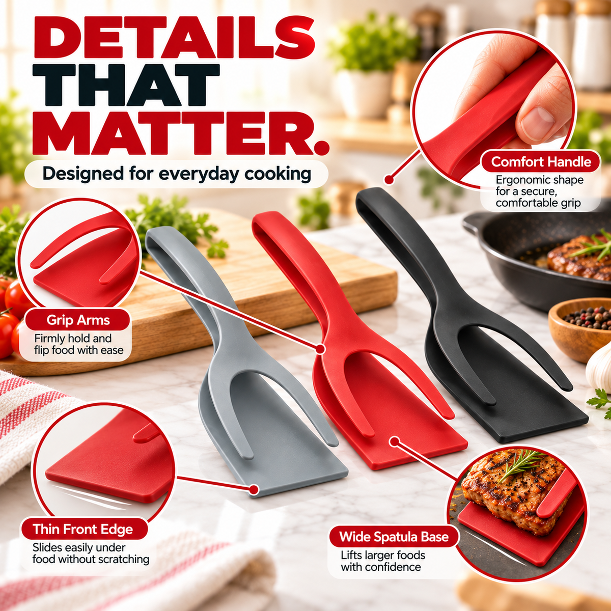 🍳2-in-1 Multifunctional Spatula-Tong - Lightweight and Durable Nylon Kitchen Tool