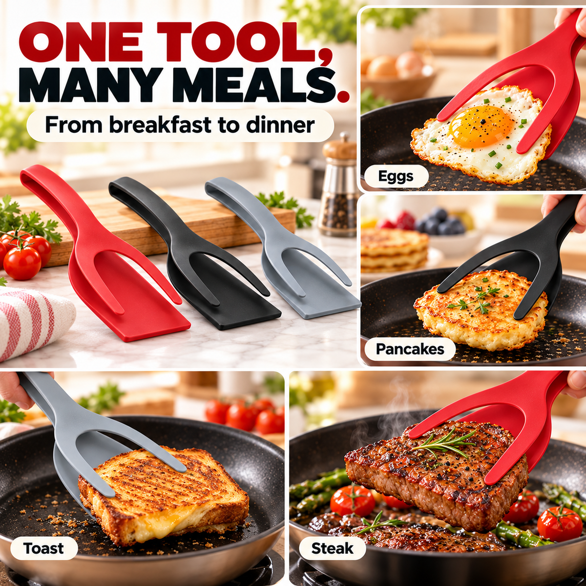 🍳2-in-1 Multifunctional Spatula-Tong - Lightweight and Durable Nylon Kitchen Tool