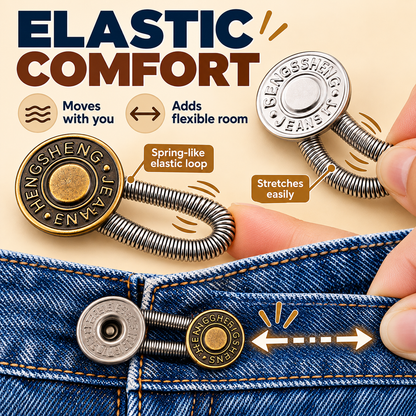 🪡10-Pack Elastic Button Extenders – Adjustable Waistband Expanders, No Sewing Required, Easy to Attach