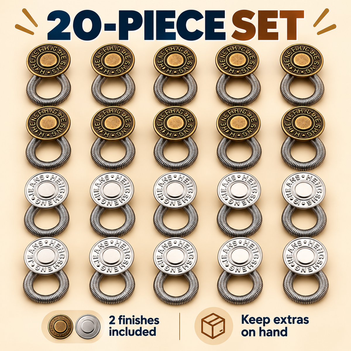 🪡10-Pack Elastic Button Extenders – Adjustable Waistband Expanders, No Sewing Required, Easy to Attach