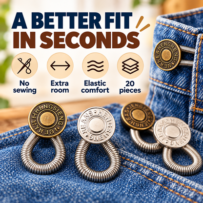 🪡10-Pack Elastic Button Extenders – Adjustable Waistband Expanders, No Sewing Required, Easy to Attach