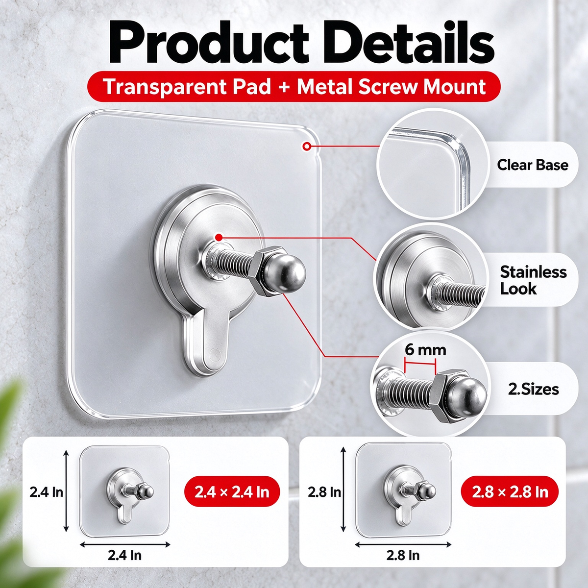 Clear Self-Adhesive Screw Mounting Pads（20Pcs）
