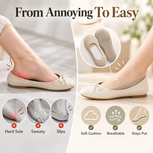 Women's Cushioned No-Show Socks for Flats（5Pcs）