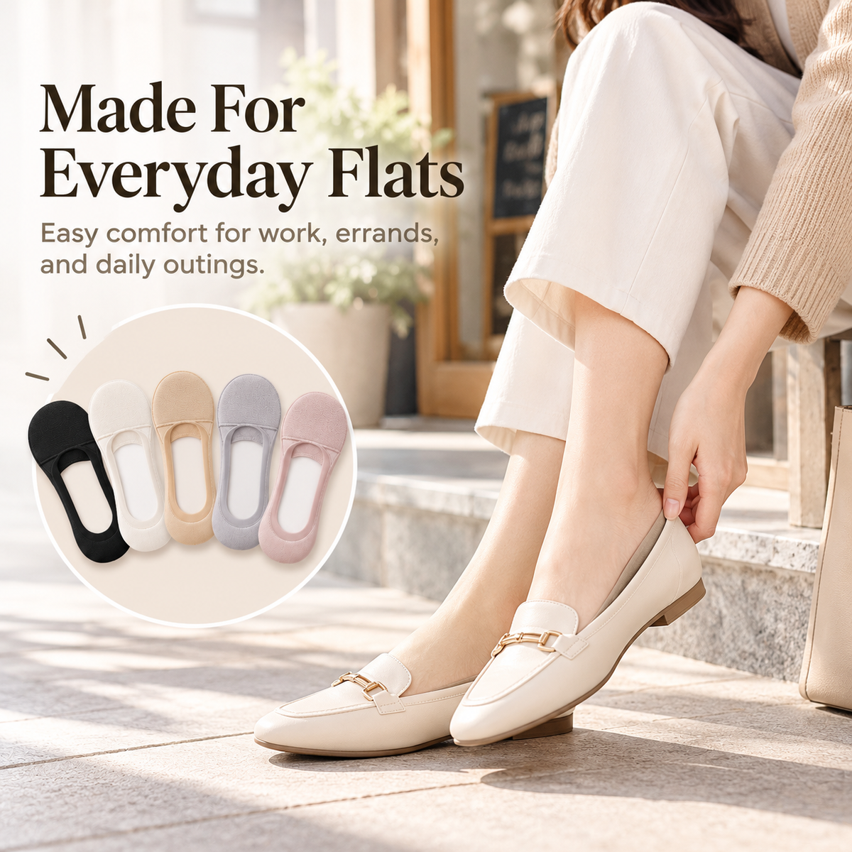 Women's Cushioned No-Show Socks for Flats（5Pcs）