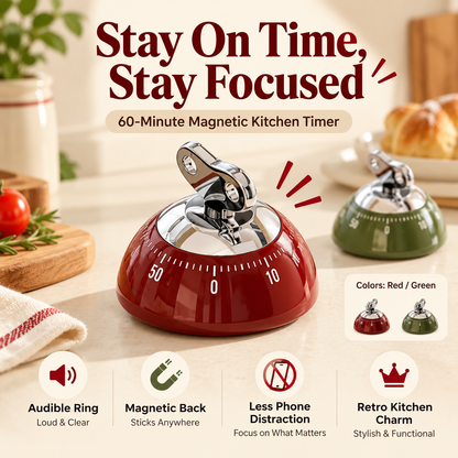 Retro magnetic kitchen timer
