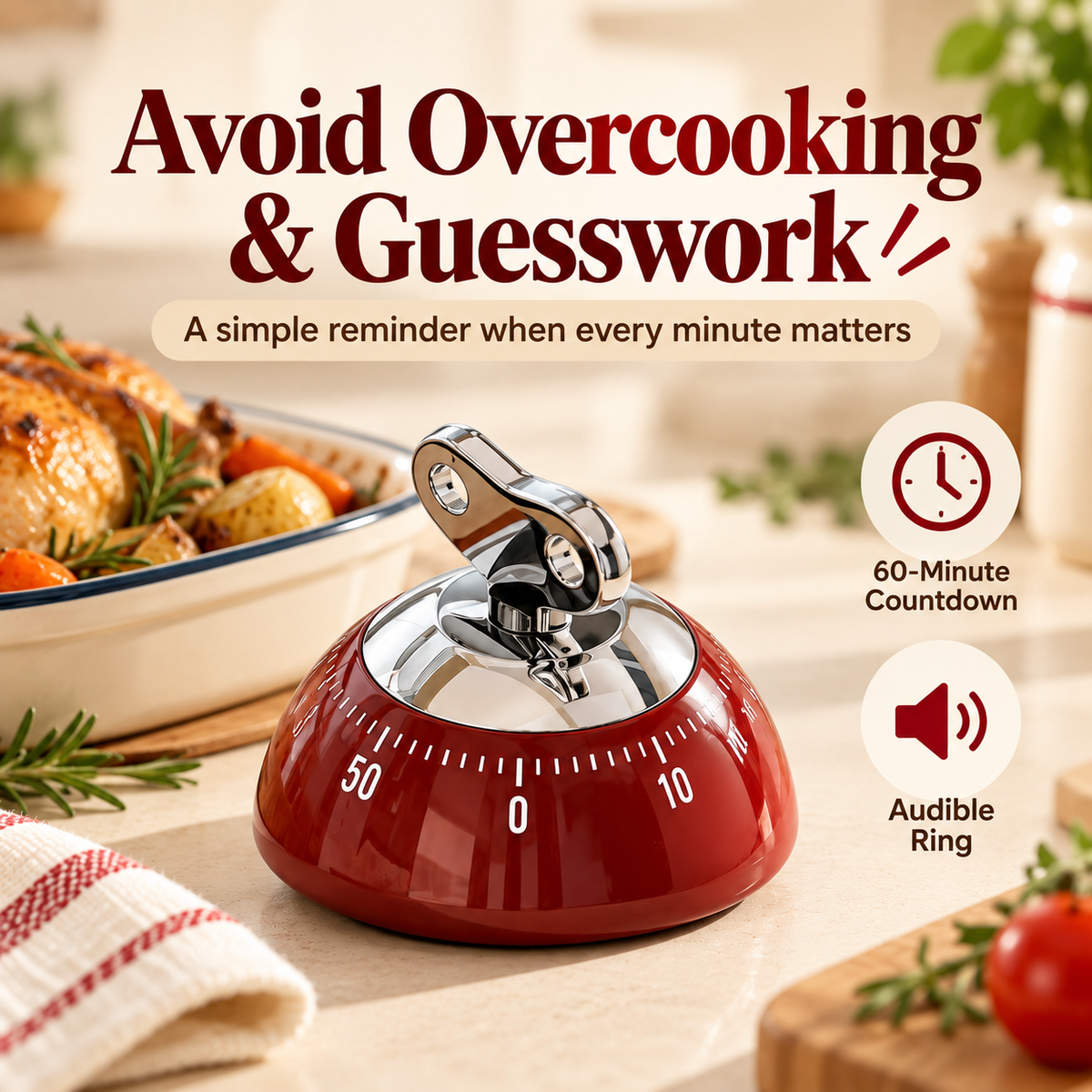 Retro magnetic kitchen timer