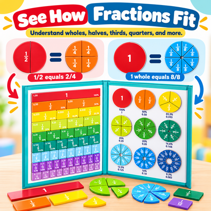 🌈Magnetic Fraction Demonstration Set – Durable STEM Math Montessori Teaching Aid