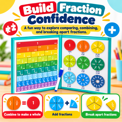 🌈Magnetic Fraction Demonstration Set – Durable STEM Math Montessori Teaching Aid