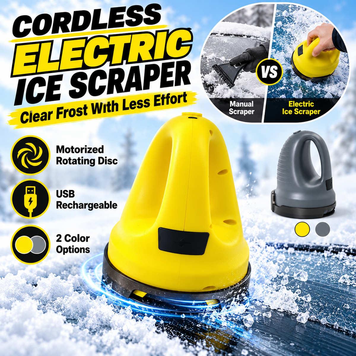 ❄️High-Quality Portable Wireless Car Defrosting and De-icing Tool – USB Rechargeable