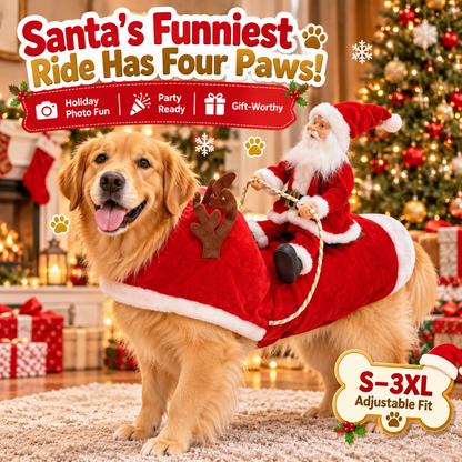 Funny Santa Rider Christmas Dog Costume